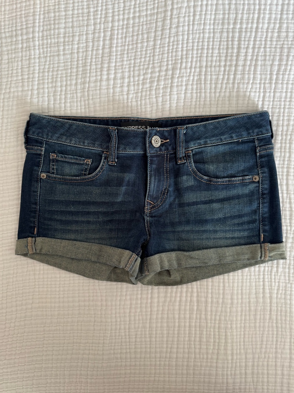 Express Denim Rolled Cuff Jean Shorts